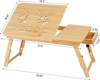 Bureau en bambou pour ordinateur portable avec support réglable pour ordinateur portable Support de moniteur d'ordinateur pour meubles de maison Chambre à coucher Support pliable pour ordinateur portable