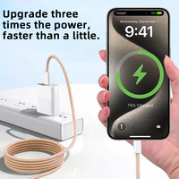 Câble de charge tressé en nylon 2M 60W à vente chaude, câble électrique, type C vers type C, câble de charge ultra-rapide 3A pour téléphone 15