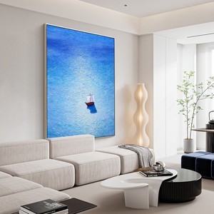 Sailboat Seascape Oil Painting Framed Metal <b>Frame</b> Modern Minimalist Living Room Sofa Background <b>Wall</b> Art Decoration - Product Image 3