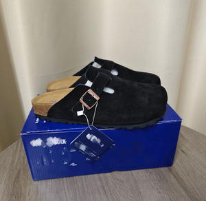 Sandals Germany Outdoor Flat Sandal <strong>Mule</strong> <strong>Clog</strong> Leather Suede Cork Foot Bed Solid <strong>Clog</strong> Sandals - Product Image 5