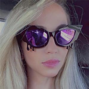 Gafas de sol estilo europeo con forma de ojo de gato para mujer, montura de PC con protección UV400, detalles de diamantes de imitación, gafas de sol de moda, protección de clase 2 - Product Image 2