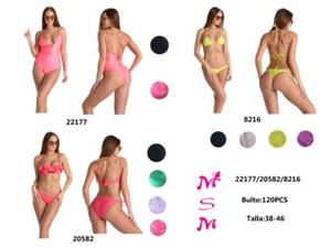 Conjunto de bikini para mujer, color sólido, cuello halter, lazo lateral, elástico, spandex, poliéster, traje de baño, ajuste regular - Product Image 3