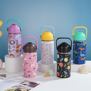 Fournitures scolaires 12oz flacons sous vide bouteille thermos avec paille Botella De Agua bouteille d'eau en acier inoxydable isolée pour les enfants - Product Image 6