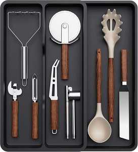 Divisorio Espandibile in Plastica Ecologica a 3 Livelli <span class=keywords><strong>per</strong></span> Cassetto della Cucina, Porta Posate Regolabile - Product Image 1