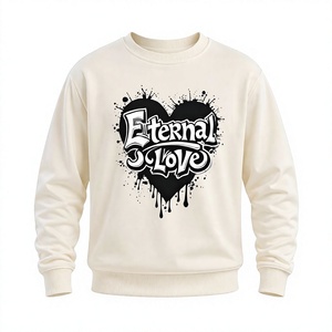 เสื้อสเวตเชิ้ตคอกลมพิมพ์ลายหัวใจสไตล์คนเมืองสำหรับผู้ชาย ผ้าฝ้าย แขนยาว ผ้าถักนุ่ม สตรีทแวร์ - Product Image 1