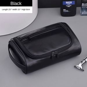 Explosive Travel PU Leather Zipper Closure Letter Pattern Waterproof Cosmetic Bag <b>for</b> Men's <b>Makeup</b> <b>Storage</b> - Product Image 3