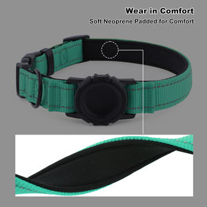 Individuelles Logo Reflektierendes Weiches Polster Luxuriöses Wasserdichtes Anti-Verlust GPS-Tracker Air Tag Halter Robustes Nylon Haustier-Hundehalsband - Product Image 2