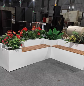 Bac à fleurs en acier inoxydable avec sièges, design moderne, adapté à l'installation en DIY avec des rampes d'escalier/de balcon - Product Image 4