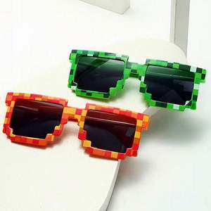 Lunettes de soleil personnalisées avec logo, pour hommes et femmes, pour fêtes, amusantes, carrées, dessin animé, hip-hop, fête d'anniversaire, cosplay, mosaïque de pixels, pour hommes et femmes - Product Image 4