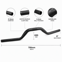 Stang Sepeda Besar 31.8 700mm 2.2mm H95 6 Derajat Center Knurled Sand Black