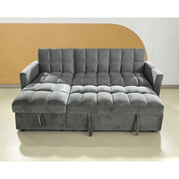 Canapé d'angle convertible en velours de style américain avec lit escamotable et rangement pour appartement