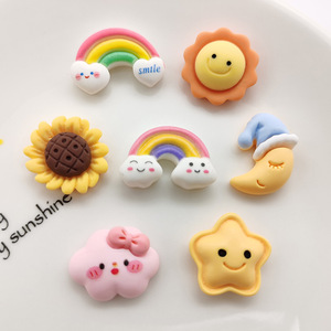La migliore vendita <span class=keywords><strong>Sun</strong></span> Moon arcobaleno accessori in resina resina charm stella in resina per la decorazione - Product Image 1