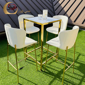 Meubles de bar Pieds en acier en cuir blanc Table et chaises de bistro d'extérieur - Product Image 1