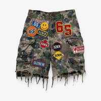 Shorts cargo camouflage personnalisés DiZNEW pour hommes, multi-poches, patchwork, streetwear hip-hop, shorts déchirés