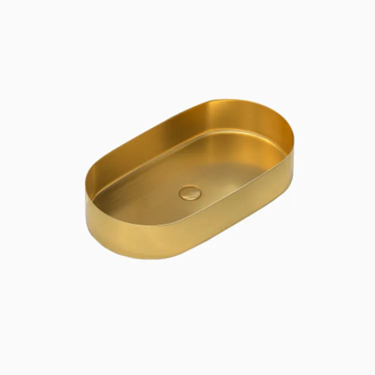 Moderne Ovale Ronde Ss304 Gootsteen Rvs Goud Badkamer Handwastafel Voor Toilet Ijdelheid Kast