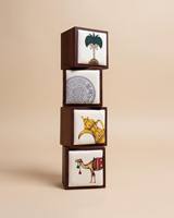 Boîte à bonbons carrée en bois et tissu brodé, pour la Saint-Valentin, les mariages, l'emballage alimentaire, le Ramadan, boîte à dattes brodée, cadeau, rangement
