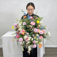 Arches florales tropicales vertes et blanches tendance en soie, centres de table, décoration de table, 60 cm, décoration de mariage, couronne de fleurs