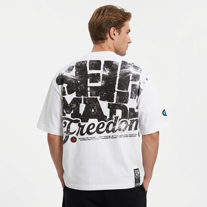 Self Made Freedom Printed Regular Fit <b>Men's</b> Street Style Short Sleeve <b>White</b> 100% Cotton Jersey <b>Turtleneck</b> Eco-Friendly - Product Image 6