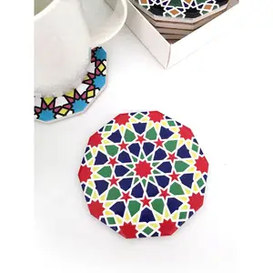 Factory cheap and beautiful design ceramic coaster tabletop decoration tea coaster