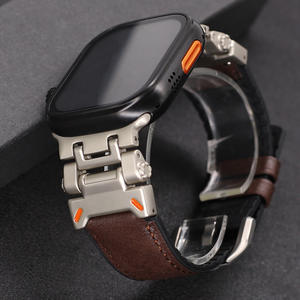 Bracelet de montre hybride en cuir véritable et silicone Upro pour Apple Watch, compatible avec iWatch SE 6 7 8 9 10 11, tailles 42 46 49 mm - Product Image 3