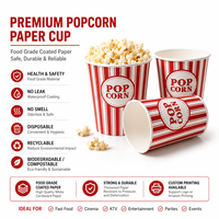 Gobelets en papier pour pop-corn, qualité alimentaire, anti-fuite, biodégradables, vente en gros, pour cinéma, salles de cinéma, KTV, fêtes