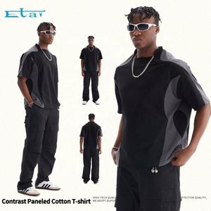 Haute qualité hommes luxe personnalisé lourd 100% coton 260gsm contraste course t-shirt boîte vierge Fit t-shirt - Product Image 1