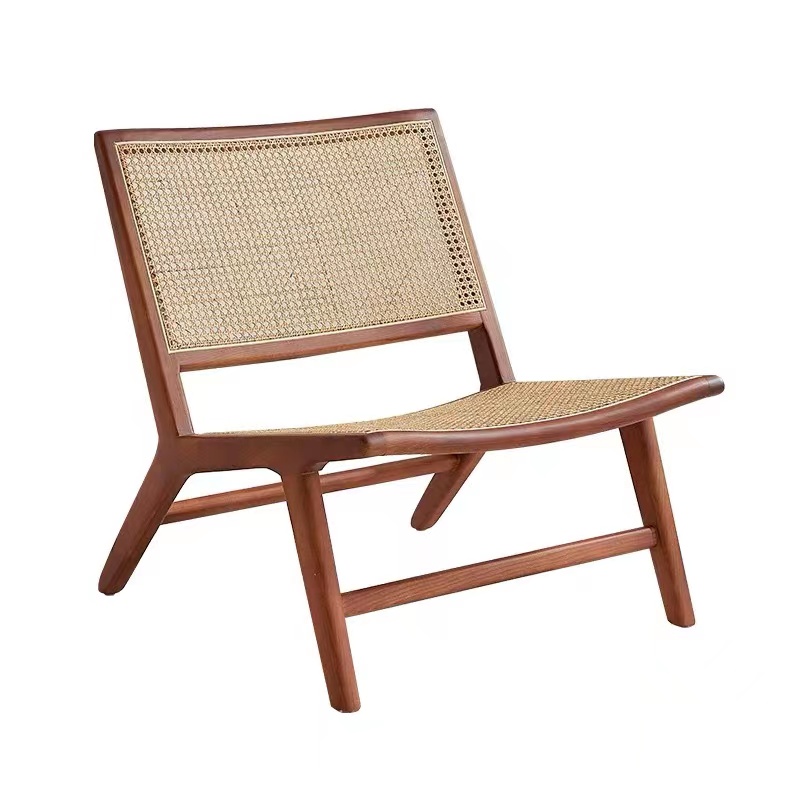 Wholesale Living Room Lounge Armless Chairs Rattan Back and Seat Leisure Wooden Chair