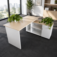 Bureau d'ordinateur moderne modulaire en bois avec tiroirs, table de bureau en panneaux MDF