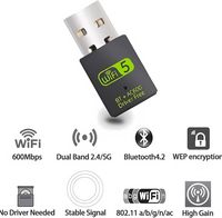 Tarjeta de Red Inalámbrica USB RTL8821, Extensor Mini 802.11, Receptor con Antena, Adaptador Bluetooth y Wifi para PC