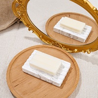 Support à savon antidérapant en terre de diatomée à motif marbre blanc CF, à séchage rapide et à rainures profondes, pour comptoir de salle de bain