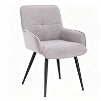 Chaise de salle à manger nordique moderne avec structure en fer, finition mate enduite de poudre et revêtement en tissu, pour la maison, le bureau et l'hôtellerie