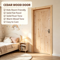 Light Pastoral Solid Cedar Flat Timber Door Durable Solid Wood Bedroom Door for Family Use