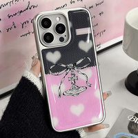 Coque de téléphone en résine époxy Ins pour iphone16 16pro/promax 15 15promax/14Promax/14pro 14/13 13pro 12 11 coque à bords argentés galvanisés