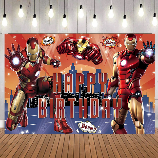 Avengers Superhero Themed Backdrop Background Kids Boy Party Happy Birthday Decoration Print Banner Backdrop Photography