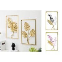 Décoration murale abstraite de haute qualité en gros d'usine, art mural moderne coloré de luxe pour chambre d'hôtel, décoration murale en métal en forme de feuille d'arbre