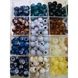 Cuentas redondas acrílicas con agujero grande para joyería, accesorios de hebilla decorativa, blanco, negro, verde, azul, marrón, 12mm - Product Image 3