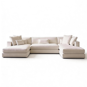Sofá Seccional en Forma de L para Sala de Estar, Modelo Villabach, Moderno, de Cuero Sintético Ecológico, en Oferta - Product Image 1
