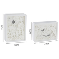 Mini boîte à lumière USB rechargeable blanc chaud, boîte à ombre en ABS pour chambre à coucher, lampe de nuit LED 3D minimaliste en papier découpé