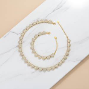 <span class=keywords><strong>Bracelet</strong></span>-collier pour femme Jinyuan Fashion, luxe léger, cuivre incrusté de zircon, forme de cœur, couture - Product Image 1