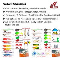 Coffret Cadeau Kit de Pêche Yeux Rouges – Leurre Dur, Leurre Souple, Grenouille, Grappe de Melon, Cuillère, Pale Chub – Pêche en Eau Douce et Salée – Vente en Gros