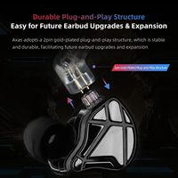 Écouteurs de jeu KZ Axas, filaires 3,5 mm, IEM |   Isolation du bruit, transducteur dynamique, matériau plastique, faible distorsion, audio spatial, FPS