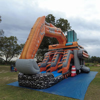 GMY Inflatables Nouveau design Combo château gonflable pour enfants excavatrice Castillo Inflable Con Tobogan Aire de jeux Château gonflable avec toboggan