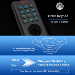 Control de Acceso RFID Independiente con Lector EM Integrado, Antivandálico, para Exteriores, Resistente al Agua, con Tarjeta EM de 125KHz, Huella Dactilar y PIN para 10500 Usuarios - Product Image 5