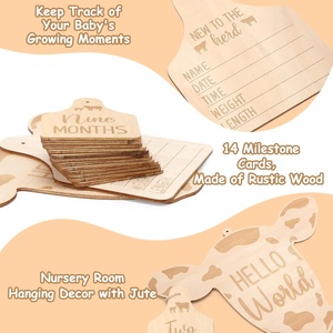 Carte mensili del bambino della mucca rustica in <span class=keywords><strong>legno</strong></span> mandria di bovini fotografia del neonato oggetti di scena reversibili per la gravidanza e il Baby Shower - Product Image 5