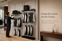 Système d'affichage mural universel, présentoir modulaire pour vêtements, étagère à rail perforé pour magasin de vêtements