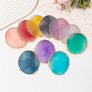 Palette à ongles en résine agate à bord doré, planche de présentation 3D DIY, plaque d'entraînement en plastique pour la décoration des doigts, outil de manucure et de beauté - Product Image 2