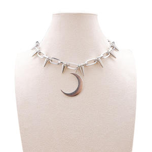 Collar con colgante de luna negra de aleación de zinc, estilo punk, cadena para clavícula, para mujer, joyería para fiestas. - Product Image 2