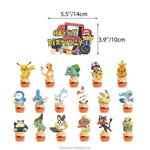 Nice <strong>Pokemoned</strong> Cartoon Children Custom Banner Wholesale Kid Birthday PikachuTheme Disposable <strong>Decoration</strong> Kit Set - Product Image 3