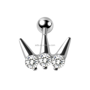 316L thép không gỉ Edgy bộ lạc Punk phong cách piercing đồ trang sức Gothic ba điểm tai đinh tán - Product Image 1
