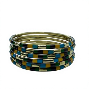 Pulseras de Resina y Latón al por Mayor para Mujer, Joyería Étnica Hecha a Mano, Chapado en Oro, Certificado IGI, Conjunto de Boda de Moda - Product Image 4